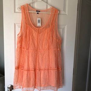 Torrid NWT Coral Lace Tunic with Cami - Size 4X